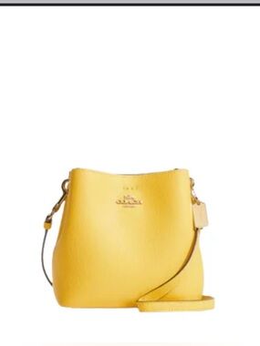 Coach mini Yellow Pebbled Leather Crossbody Bucket Bag